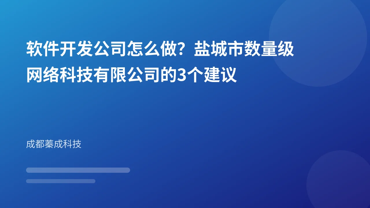 软件开发公司怎么做?盐城市数量级网络科技有限公司的3个建议